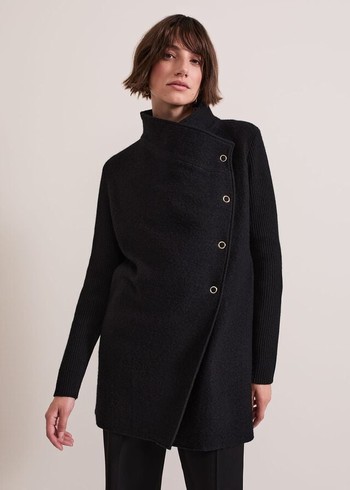 Phase Eight Lea Popper Coats Black Canada | GMKDNJ-406